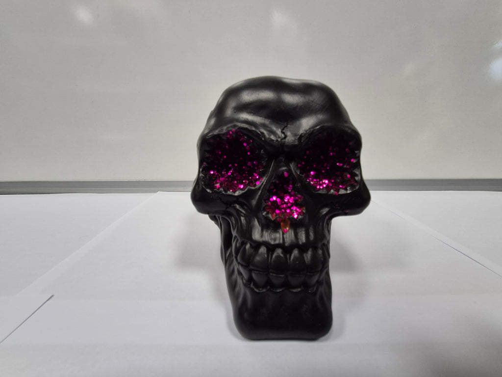 Black Crystal Skull With Pink Glitter