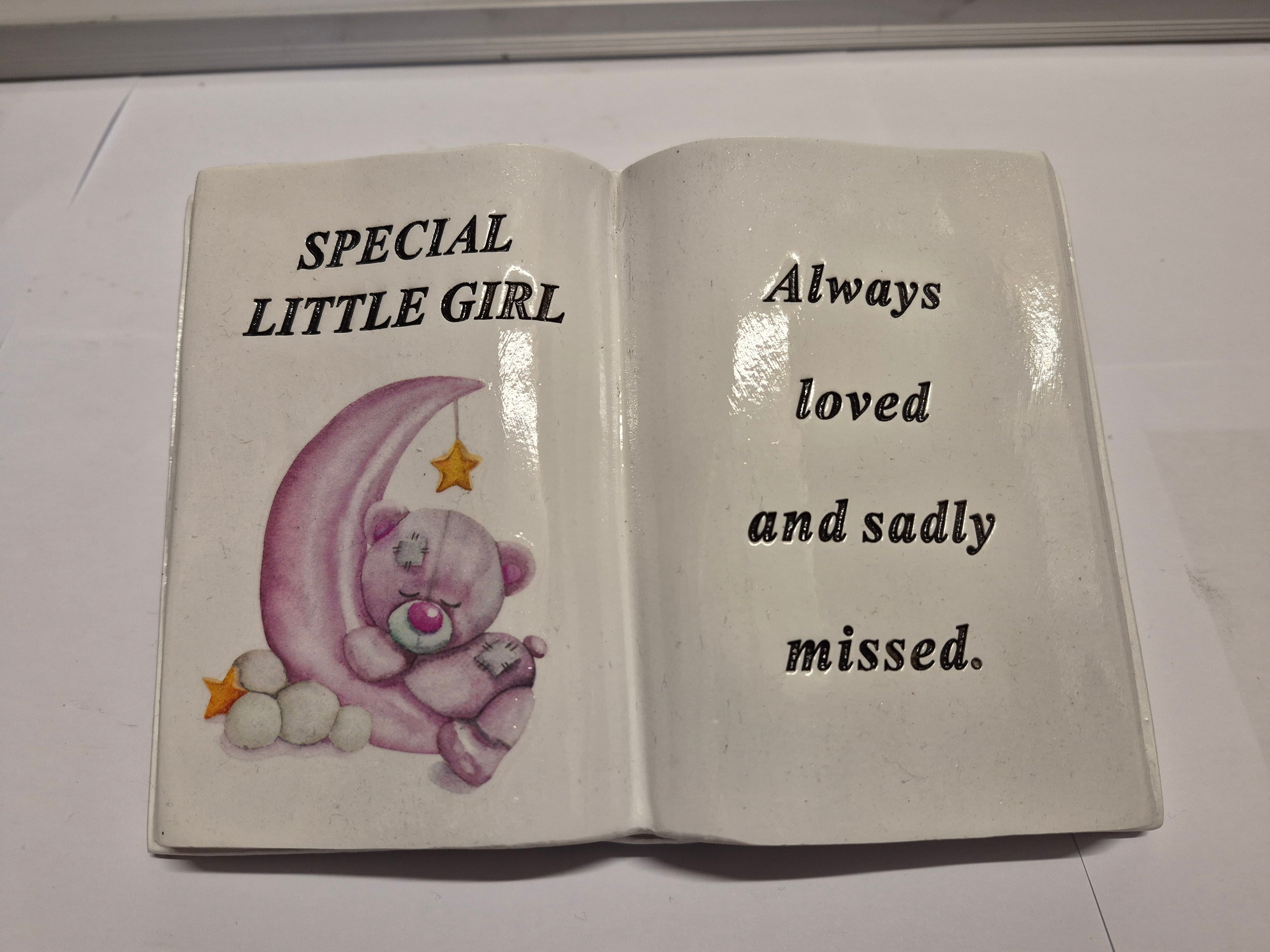 Special Little Girl Memorial Moon Bear Book