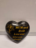 Mum & Dad Black Memorial Heart