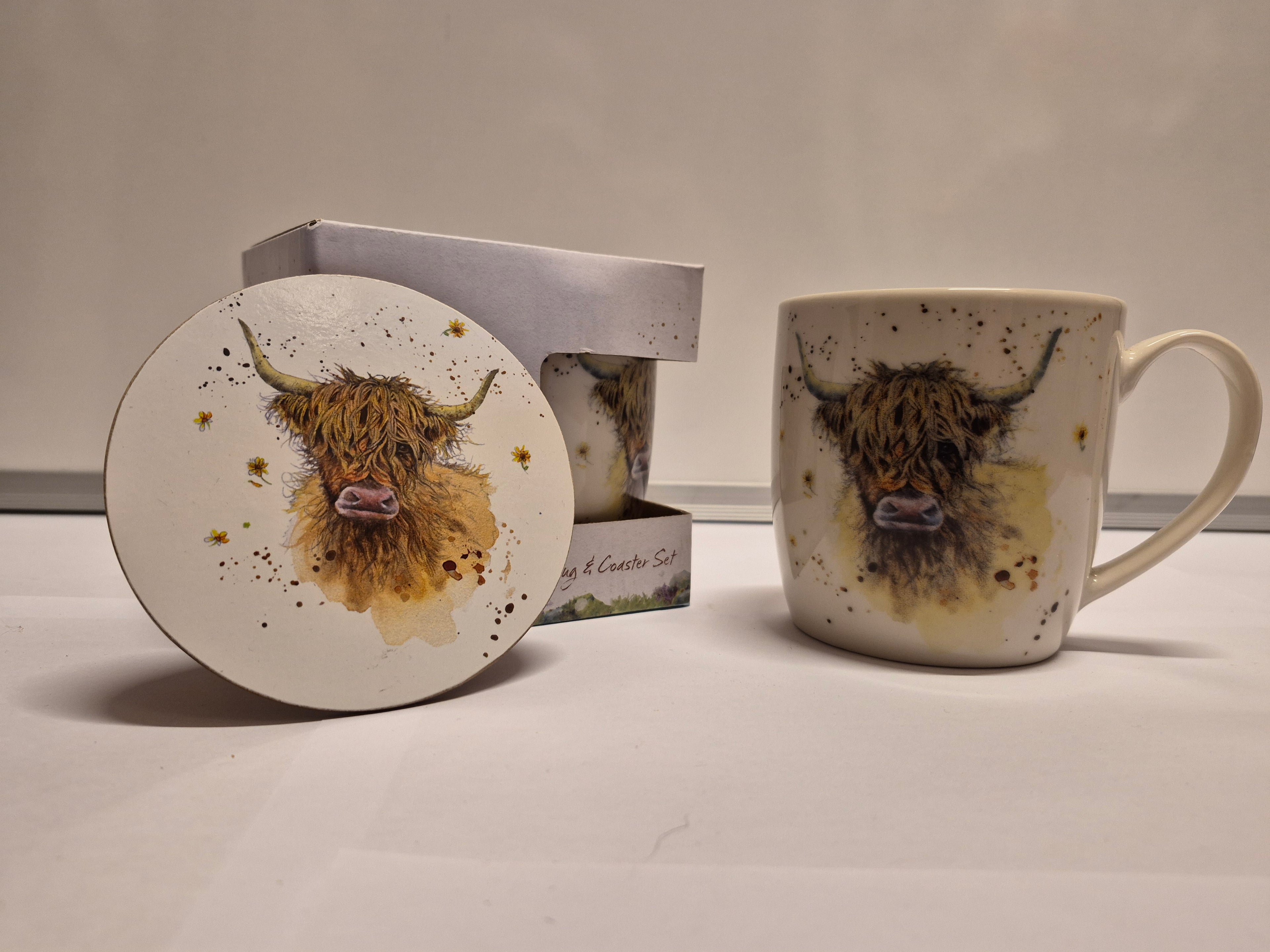 Highland Cow Mug and Coaster Set