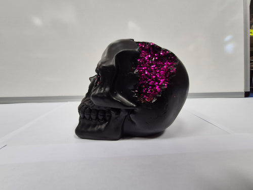 Black Crystal Skull With Pink Glitter