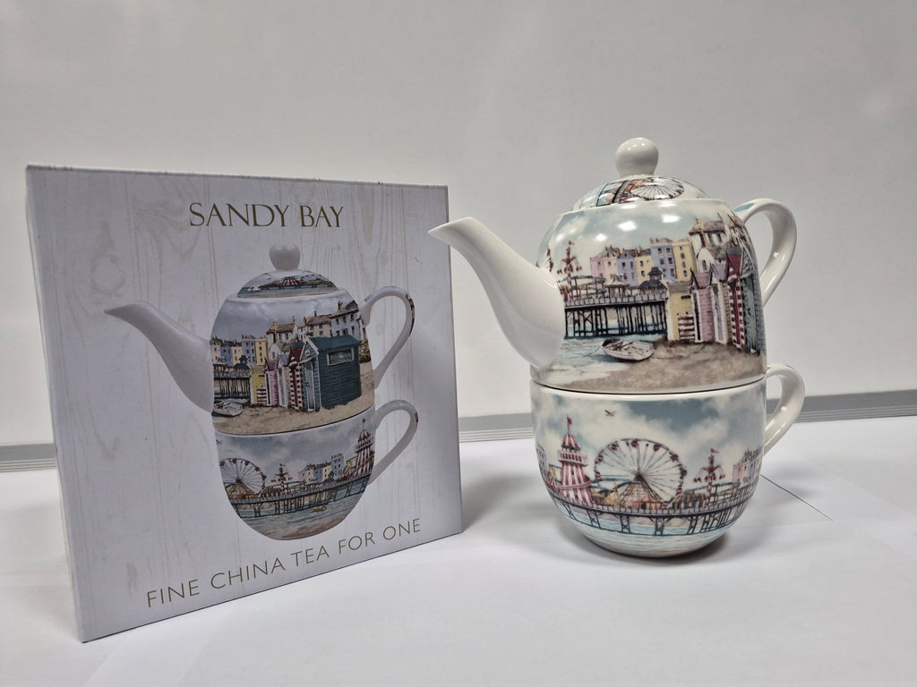 Sandy Bay - Teapot and Teacup Fine China Set